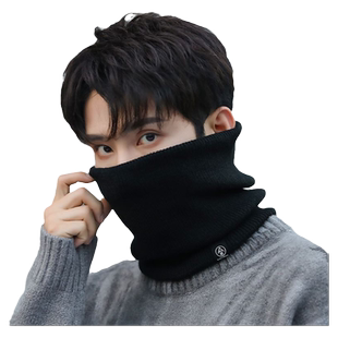 围脖男士潮护颈保暖脖套针织毛线围巾女秋冬骑行防风加绒加厚套头