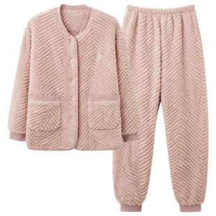 珊瑚绒睡衣女款冬季加绒加厚法兰绒2025年新款休闲甜美秋冬家居服