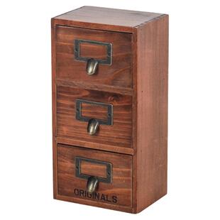 抽屉收纳分隔盒复古木质茶几梳妆台办公桌面置物架口红钥匙收纳盒