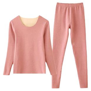 无痕发热保暖内衣女加厚加绒德秋衣秋女裤套装薄款学生打底衫冬季