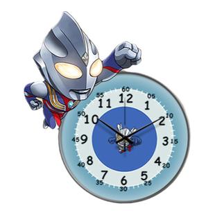 奥特曼挂钟客厅2026新款男孩子儿童房装饰画卡通挂画带钟表发光灯