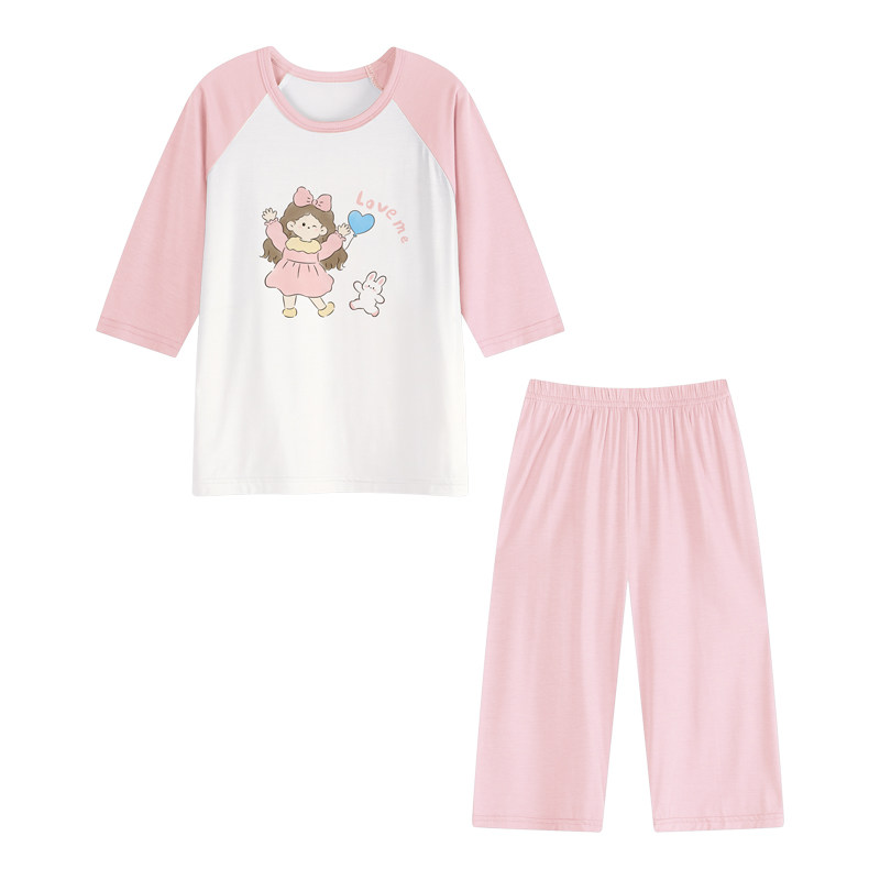 薄款睡衣七分袖空调服家居服套装
