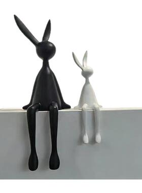 网红创意卡通坐姿长耳兔子摆件