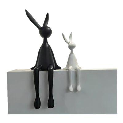 网红创意卡通坐姿长耳兔子摆件