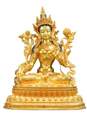 全鎏金白度母铜像摆件