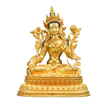 全鎏金白度母铜像摆件