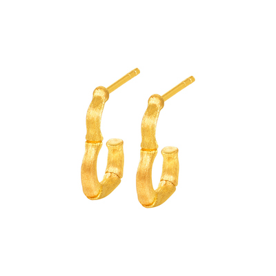 明牌珠宝金竹福禄黄金耳饰 竹蕴有福足金竹节拉丝葫芦耳钉AFH0502