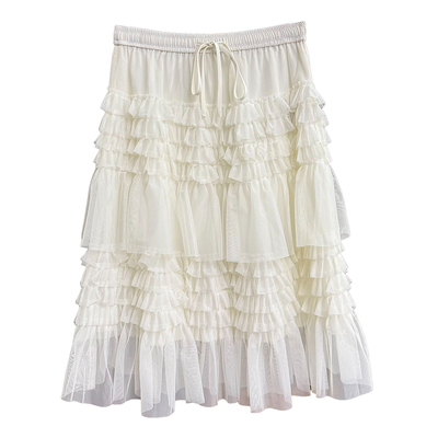 Q货！荷叶边蛋糕裙网纱A字半身裙