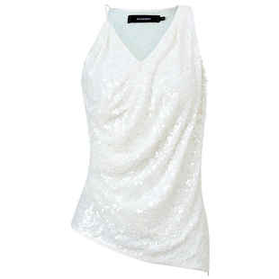 【商场同款-节庆穿搭新年红】MAXRIENY精致轻奢交叉荡领亮片上衣