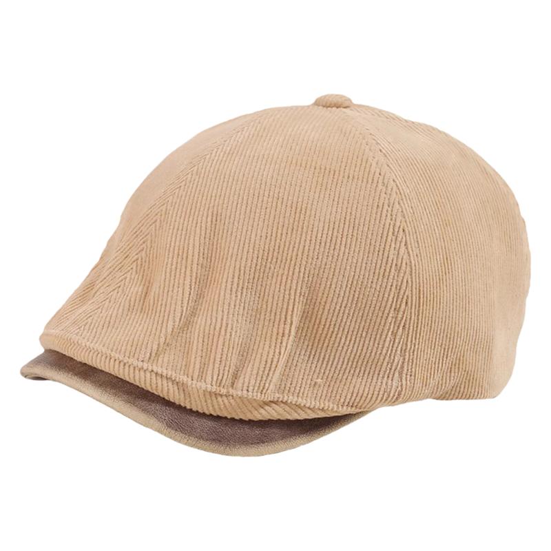 英伦风复古灯芯绒短檐前进帽子女2025年春新款百搭显脸小贝雷帽潮