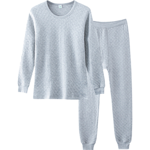 AB内衣秋冬季中厚纯棉大码男士圆领三层保暖秋衣秋裤内衣套装T861