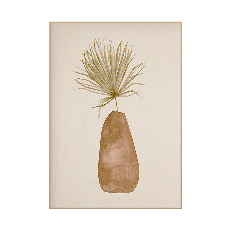 莫兰迪色花瓶植物静物水彩装饰画