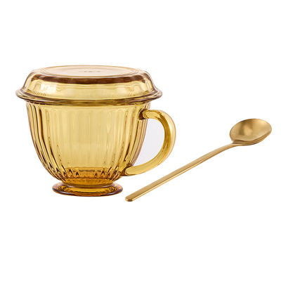 康宁官方旗舰店晶盏带盖勺早餐杯