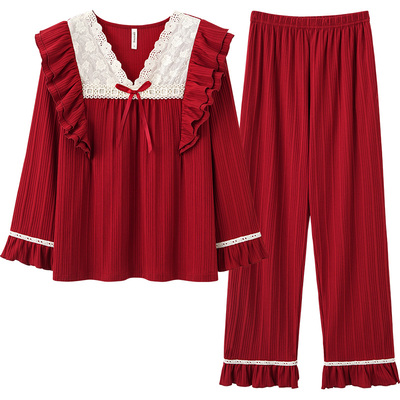 新婚红色喜庆纯棉情侣睡衣