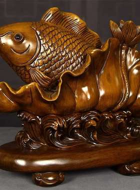 富贵有余鱼摆件家居客厅酒柜玄关办公室桌装饰品店铺开业工艺礼品