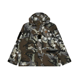 Aape旗舰店男装秋冬猿人迷彩做旧徽章复古连帽薄夹克外套7754XAP