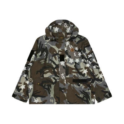 Aape迷彩做旧徽章连帽薄夹克外套