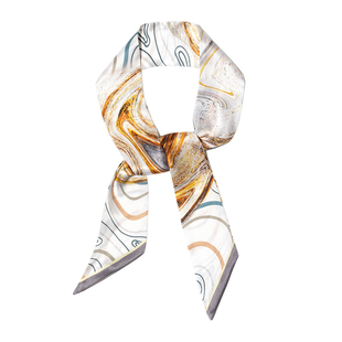 春季新款桑蚕丝丝巾油画双层丝带双面真丝围巾小长条领巾飘带装饰