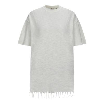 MOUSSY 夏季新品复古休闲纯色下摆流苏短袖T恤028ISA80-2021
