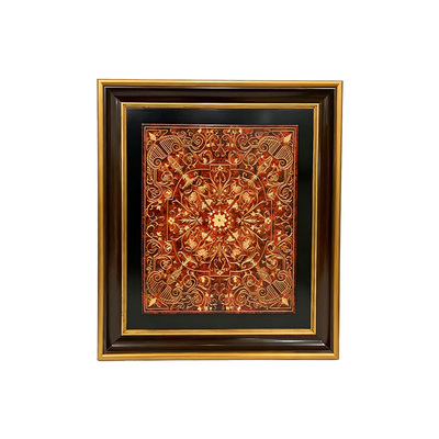 复古枣红实木装饰挂画卧室床头