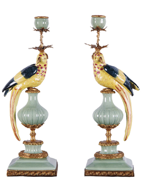 欧式风烛台样板房浪漫陶瓷装饰品