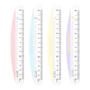 国誉kokuyo淡彩星球波浪尺小学生用创意弯弯尺30cm不伤手直尺儿童便携划线刻度尺中学生波浪线文具透明尺子