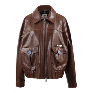 【旧日蜜糖】Magyann设计师原创2026春设计口袋拉链夹克皮衣外套