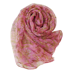 真丝丝巾女2025新款春秋桑蚕丝印花百搭围巾薄款长条纱巾外搭披肩