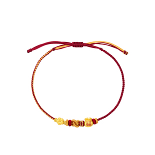 周大福黄金手链寓意福袋龟甲苹果锦鲤双色编绳红绳多款新年礼物