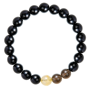 天然黑曜石手串男女同款招财乌黑水晶手链本命年圣诞礼物