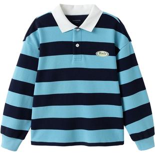 巴拉巴拉儿童卫衣男童女童条纹polo衫春秋新款童装大童宝宝打底衫