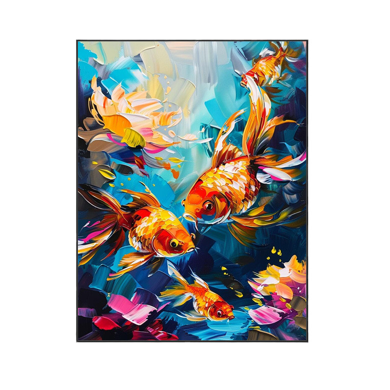 锦鲤DIY数字油画金鱼纯手绘定制