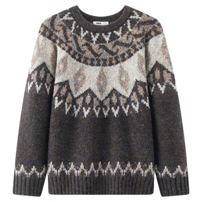 森马情侣马海毛费尔岛提花毛衫男