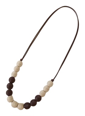 木质毛衫项链秋冬毛衣链麻绳木珠