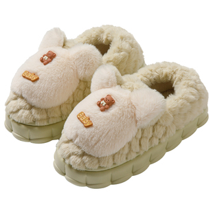 小熊棉拖鞋女士冬天包跟保暖2025新款室内家居家用厚底毛毛绒棉鞋