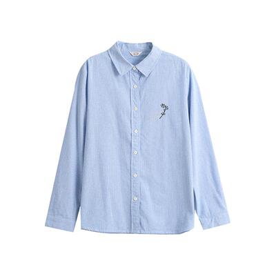 富木长袖纯棉胸口绣花