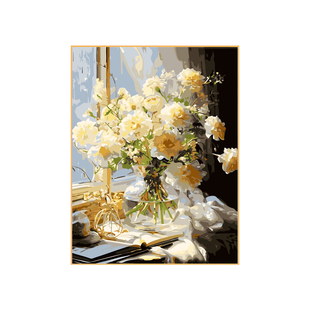 插花数字油画diy填色画手工涂色画治愈系风景丙烯装饰画2026新款