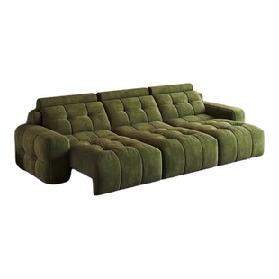 多功能伸缩电动沙发床奶油风客厅直排三四人位奶油风布艺沙发新款