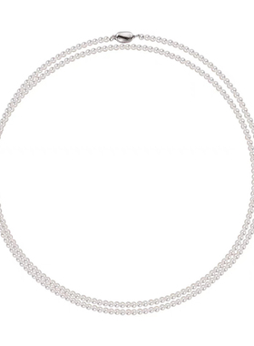 明星同款多层珍珠项链长款秋冬女士双层毛衣链叠戴颈链正圆白色