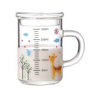 耐高温玻璃儿童牛奶杯带刻度量水杯家用宝宝冲泡奶粉微波专用杯子