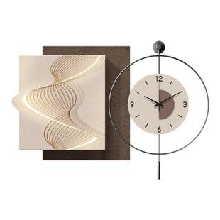 现代轻奢餐厅装饰画高档侘寂风抽象组合挂钟客厅背景墙简约钟表画