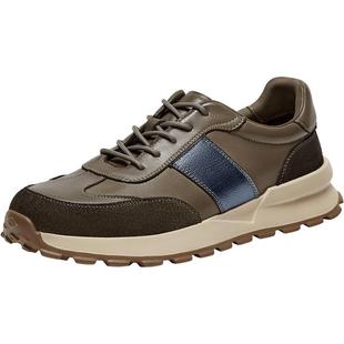 Bata休闲鞋男2025秋季新款牛皮通勤厚底百搭运动鞋91F01CM5