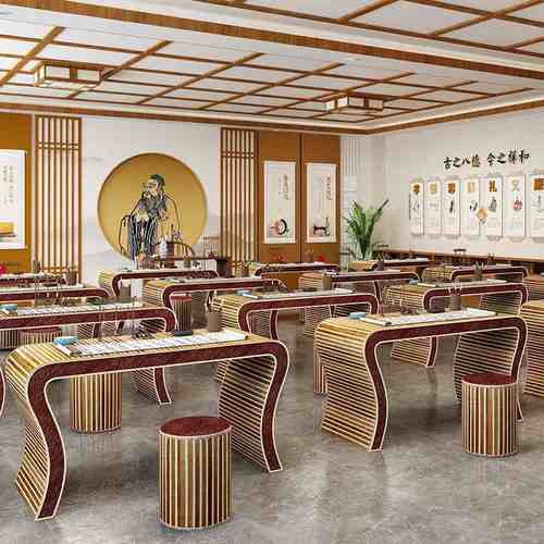 国学桌新中式仿古实木书画古典桌子子学习课桌椅培训桌围棋辅导班