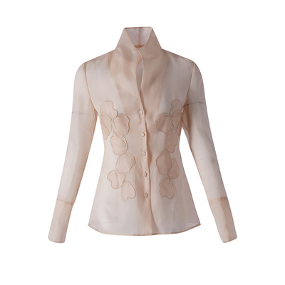 手缝绣MAISONX.U法式立领衬衣女