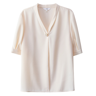 OSA短袖高级感V领衬衫