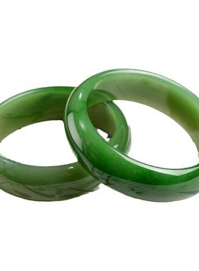 和田碧玉手镯菠菜绿俄料老坑正品