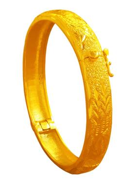 创缘镀黄金女士手镯宽按扣镀沙金