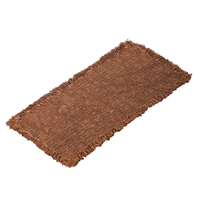 柿染棉麻茶席手工茶桌垫