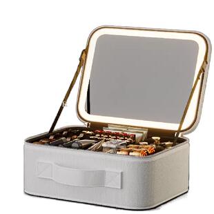 高端带灯化妆箱带镜LED灯化妆包女2026新款便携旅行大容量收纳盒