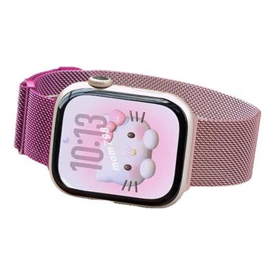 适用苹果iwatch S11手表带10渐变米兰磁吸腕表带applewatch ultra2弧形双节S9运动8智能7/se金属6金属女生